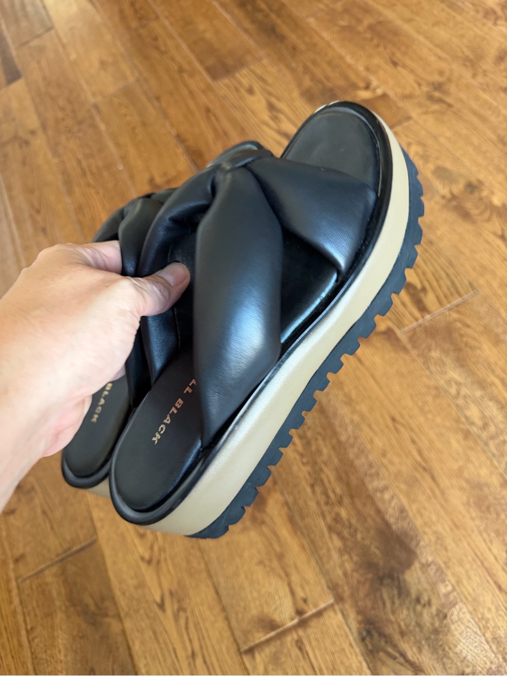 ALL BLACK geisha women's platform sandals black tan perfect condition size  9 40